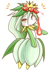  :3 blush commentary_request fire lilligant monster_girl orange_eyes plant_girl pokemon pokemon_(creature) pyrokinesis simple_background smile solo sougetsu_(yosinoya35) white_background 