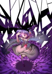  broken_glass commentary_request crazy_eyes eyeball female glass glowing glowing_eyes hairband heart highres komeiji_satori long_skirt paint.net_(medium) purple_hair short_hair skirt solo toritora touhou wide_sleeves 