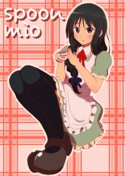  akiyama_mio black_hair black_thighhighs braid character_name commentary_request cup female k-on! long_hair photoshop_(medium) solo thighhighs tyranu 