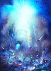  bad_id bad_pixiv_id building city city_lights cityscape commentary_request fish immersed lights no_humans original scenery science_fiction skyscraper submarine tanaka_ken&#039;ichi underwater water watercraft 