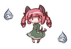  :3 animal_ears blush braid cat_ears cat_tail chibi female kaenbyou_rin maitora multiple_tails photoshop_(medium) red_eyes red_hair solo spirit tail touhou twin_braids 