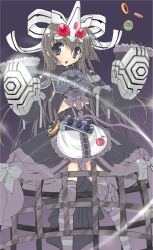  bad_id bad_pixiv_id belt female grey_eyes grey_hair hair_ribbon kamen_rider kamen_rider_ooo kamen_rider_ooo_(series) long_hair o_medal power_fist ribbon rider-tan sagohzo_(ooo_combo) shisaki_tayu solo thighhighs 