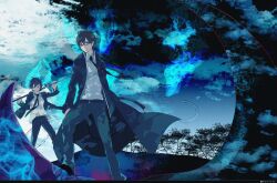  ao_no_exorcist emonak male megane okumura_rin okumura_yukio seifuku sword 