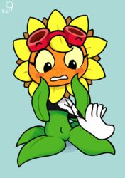  1girls belly belly_button female female_only flora_fauna krackdown9 navel plants_vs_zombies:_heroes solar_flare_(pvz) solo solo_female sunflower 