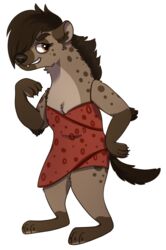  alpha_channel anthro ashidaii brown_hair clothing digital_media_(artwork) dress female hair helena_(bonk6) hyena mammal markings smile smirk solo spots spotted_body spotted_hyena 