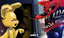  2015 absurd_res adry53 ambiguous_gender animatronic anthro black_nose black_sclera bodily_fluids canid canine creepy crying door eye_scar eyelashes facial_scar female fingers five_nights_at_freddy&#039;s five_nights_at_freddy&#039;s_4 fox fur group hi_res lagomorph leporid machine mammal nightmare_foxy_(fnaf) open_mouth plushtrap_(fnaf) rabbit robot rule_63 scar scared scottgames sharp_teeth signature spring_bonnie_(fnaf) tears teeth yellow_body yellow_fur 