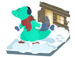  alpha_channel building clothing domestic_ferret duo generation_2_pokemon gloves handwear house jacob_(totodileweeb18) mammal mustelid musteline nintendo pokemon pokemon_(species) resachii sachii_(resachii) scarf snow totodile true_musteline weasel wood 