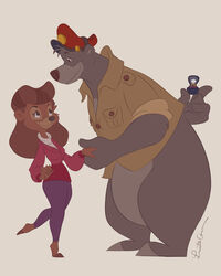  4:5 anthro baloo barefoot bear black_eyebrows black_eyes black_pupils blonde_hair bottomwear brown_body brown_fur brown_hair brown_nose button_(fastener) clothed clothing diamond_(gem) digit_ring disney dress_shirt duo engagement_ring eye_contact eyebrows eyelashes feet female fully_clothed fur gem grey_body grey_fur hair half_naked hand_holding happy hat head_tuft headgear headwear hi_res hiding hiding_object holding_object jewelry lcarreradesign looking_at_another looking_at_partner looking_down looking_up love male male/female mammal mostly_clothed mostly_nude mostly_nude_anthro mostly_nude_male no_shoes on_model on_one_leg one_leg_up pants pantsless pantsless_anthro pantsless_male pockets proposal pupils raised_leg rebecca_cunningham ring ring_(jewelry) romantic romantic_ambiance romantic_couple shirt signature simple_background size_difference sloth_bear smile standing surprise sweater talespin the_jungle_book thick_eyebrows tiptoes topwear tuft tufted_fur turtleneck ursine white_background 