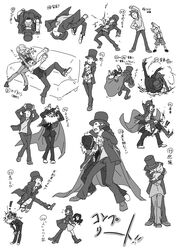  caramelldansen claire_foliel couple fighting hershel_layton highres hug jean_descole level-5 lolicon luke_triton professor_layton remi_altava 