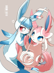  3:4 3_toes absurd_res ambiguous/ambiguous ambiguous_gender blue_body blue_eyes blue_fur blue_inner_ear blue_tail blush bodily_fluids bow_(feature) colored digital_media_(artwork) dipstick_tail duo ear_bow eeveelution feet feral feral_on_feral flustered full-length_portrait fur generation_4_pokemon generation_6_pokemon glaceon gloves_(marking) hand_holding heart_symbol hi_res kashiwa_gnu kemono leg_markings looking_aside looking_at_another looking_at_partner looking_away mammal markings monotone_tail multicolored_body multicolored_fur multicolored_tail neck_bow nintendo no_sclera paws pink_body pink_ears pink_eyes pink_fur pink_tail pokemon pokemon_(species) portrait pupils quadruped ribbon_coil ribbon_heart romantic romantic_couple shaded side_view sitting socks_(marking) sweat sweatdrop sylveon tail tail_markings toes two_tone_body two_tone_fur two_tone_tail white_body white_ears white_fur white_pupils white_tail 