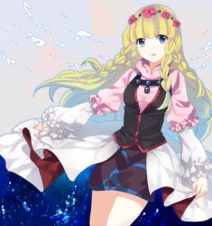  blonde_hair blue_eyes breasts female flower shirley_fennes skirt tales_of_(series) tales_of_legendia water 