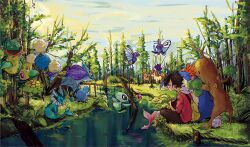  1boy bad_id bad_pixiv_id black_hair butterfree celebi cloud cloudy_sky doduo ethan_(pokemon) flying food fruit goldeen grass jacket jumpluff marill misdreavus nature outdoors photoshop_(medium) pichu pokemon pokemon_(creature) pokemon_hgss ponyta red_jacket river sad sitting skiploom sky sudowoodo suicune togepi tree typhlosion vaporeon victreebel weepinbell yue-es 