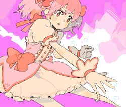  bad_drawr_id bad_id bad_link bow dress female frills gloves hairbow kaname_madoka kaname_madoka_(magical_girl) magical_girl mahou_shoujo_madoka_magica mahou_shoujo_madoka_magica_(anime) oekaki pikaro pink_eyes pink_hair solo tears twintails 