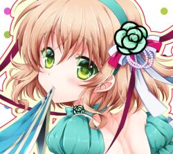  bad_id bad_pixiv_id blonde_hair blue_choker blue_hairband choker female flower green_eyes green_flower green_rose hairband lowres mouth_hold natalia_luzu_kimlasca_lanvaldear natalia_luzu_kimlasca_lanvaldear_(beloved_princess) official_alternate_costume rose short_hair shuragyoku_mami solo tales_of_(series) tales_of_the_abyss 