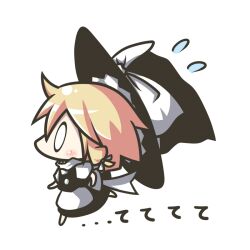  aoblue blonde_hair blush chibi commentary_request female hat kirisame_marisa running simple_background solo tears touhou white_background 