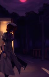  billhook creepy dark highres higurashi_no_naku_koro_ni moon mutsuki_(moonknives) night off_center open_mouth red_moon ryuuguu_rena ryuukishi07 shadow sword weapon wristband 