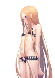  abigail_williams_(fate) abigail_williams_(swimsuit_foreigner)_(fate) abigail_williams_(swimsuit_foreigner)_(first_ascension)_(fate) absurdres bad_id bad_pixiv_id bare_shoulders bikini black_bikini blonde_hair blue_eyes blush breasts collarbone fate/grand_order fate_(series) female forehead highres kido_airaku long_hair navel open_mouth parted_bangs simple_background small_breasts solo swimsuit thighs very_long_hair white_background 