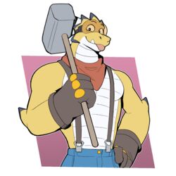  1:1 alpha_channel anthro bandana clothing countershading dragon eyewear gloves goggles hammer handwear jrjresq kerchief male muscular muscular_male mythological_creature mythological_scalie mythology overalls safety_goggles scalie solo tongue tongue_out tools 