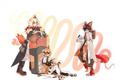  2020 aak_(arknights) absurd_res advanced_shield anthro arknights black_body black_fur black_hair canid canine canis clothed clothing domestic_dog felid female fur group hair hi_res holding_object horn hung_(arknights) hypergryph male mammal multicolored_body multicolored_fur multicolored_hair orange_body orange_fur orange_hair pantherine riot_shield sci-fi_shield shield short_hair sitting studio_montagne tiger tk3ntk tower_shield waaifu_(arknights) white_body white_fur white_hair 