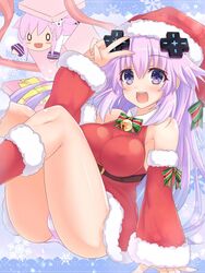  :d adult_neptune alternate_costume bare_shoulders belt blush breasts character_doll covered_nipples d-pad d-pad_hair_ornament detached_sleeves dress female fur-trimmed_headwear fur-trimmed_sleeves fur_trim hair_between_eyes hair_ornament happy hat kazuneko_(wktk1024) legs_up long_hair looking_at_viewer medium_breasts nepgear neptune_(series) no_bra panties pantyshot purple_eyes purple_hair red_dress santa_dress santa_hat sitting smile snowflake_background solo striped_clothes striped_panties teeth thighs underwear upper_teeth_only upskirt v_over_eye very_long_hair wide_sleeves 