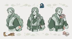  3boys bad_id bad_twitter_id blue_hair braid diting_(the_legend_of_luoxiaohei) female green_eyes green_hair hand_up horns long_hair looking_at_viewer luo_xiaohei_zhanji multiple_boys multiple_views pink_hair pointy_ears short_sleeves single_horn sirakaro twin_braids upper_body white_hair 