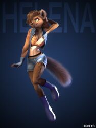  3:4 3d_(artwork) 3d_animation animated anthro boots bottomwear brown_body brown_fur brown_hair brown_spots brown_tail clothed clothing digital_media_(artwork) female fishnet_clothing fluffy fluffy_tail footwear fur gloves hair handwear helena_(bonk6) heterochromia hyena jacket leopard_print_clothing mammal markings open_clothing open_jacket open_topwear pink_eyes rotation short_playtime shorts solo spots spotted_body spotted_fur spotted_hyena tail tan_body tan_fur topwear yellow_eyes zoo_52 zorryn 