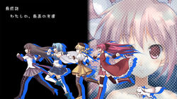  5girls akemi_homura akemi_homura_(magical_girl) boots cape commentary_request fujimoto_akio infinite_stratos kaname_madoka kyuubee magical_girl mahou_shoujo_madoka_magica mahou_shoujo_madoka_magica_(anime) miki_sayaka miki_sayaka_(magical_girl) multiple_girls pantyhose parody photoshop_(medium) running sakura_kyoko sakura_kyoko_(magical_girl) tomoe_mami tomoe_mami_(magical_girl) ultimate_madoka white_cape 