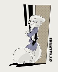  2018 anthro avoid_posting better_version_at_source blush canid canine clothing cynthia_walker disney female fox jewelry mammal necklace rem289 simple_background solo zootopia 