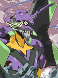  armor baariya bad_drawr_id bad_id bad_link brown_background closed_mouth cloud eva_13 evangelion:_3.0_you_can_(not)_redo evangelion_(mecha) extra_eyes horns mecha neon_genesis_evangelion no_humans oekaki rebuild_of_evangelion robot science_fiction simple_background single_horn upper_body yellow_eyes 