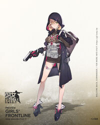  bag beretta_px4 black_coat blonde_hair blush boots breasts brown_dress buckle character_name closed_mouth coat copyright_name cross-laced_footwear curly_hair dog_tags dress female full_body girls&#039;_frontline gloves green_eyes gun handgun high_heel_boots high_heels highres holding holding_gun holding_strap holding_weapon hood hood_up hooded_coat lace-up_boots large_breasts load_bearing_equipment logo long_coat long_sleeves looking_at_viewer mole mole_under_eye multicolored_clothes multicolored_gloves o-ring official_art one_eye_closed pouch promotional_art px4_storm_(girls&#039;_frontline) rainli short_dress short_hair sidelocks skin_tight skindentation solo standing tareme thigh_strap trigger_discipline weapon 