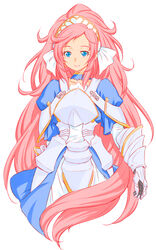  armor armored_dress blue_eyes commentary_request dokidoki!_precure dress female hairband kazuma_muramasa long_hair marie_ange photoshop_(medium) pink_hair precure simple_background very_long_hair white_background 