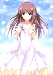  brown_eyes brown_hair clannad commentary_request dress female girl_from_the_illusionary_world long_hair sundress yuki_(sangeki5806) 