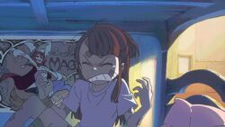  akko_kagari angry animated animated bed female little_witch_academia long_hair solo 