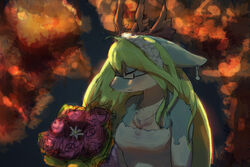  3doss artist_request closed_eyes dragon female glasses green_hair long_hair solo wedding wedding_dress wedding_outfit 