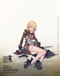  ass bag beretta_px4 black_coat blonde_hair blush boots breasts brown_dress buckle character_name coat copyright_name cross-laced_footwear curly_hair damaged dog_tags dress female full_body girls&#039;_frontline gloves green_eyes gun handgun high_heel_boots high_heels highres holding holding_strap holding_weapon hood hooded_coat lace-up_boots large_breasts load_bearing_equipment logo long_coat long_sleeves looking_at_viewer mole mole_under_eye multicolored_clothes multicolored_gloves o-ring official_art open_mouth pouch promotional_art px4_storm_(girls&#039;_frontline) rainli shoe_soles short_dress short_hair sidelocks skin_tight skindentation solo standing tareme thigh_strap torn_clothes torn_coat torn_dress trigger_discipline unworn_coat weapon 