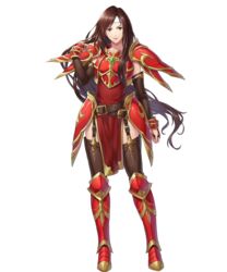  altena_(fire_emblem) armor armored_boots boots breastplate brown_eyes brown_hair closed_mouth dress elbow_gloves female fire_emblem fire_emblem:_genealogy_of_the_holy_war fire_emblem:_thracia_776 fire_emblem_heroes full_body gloves hand_up headband highres kibayashi_senri lips lipstick long_hair looking_at_viewer makeup non-web_source official_art pelvic_curtain red_armor red_dress shiny_clothes short_dress shoulder_armor smile solo standing thigh_strap thighhighs transparent_background very_long_hair 