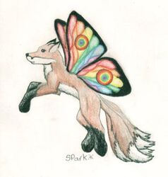  alynna antennae_(anatomy) canid canine fairy female feral fox mammal multi_tail solo stephanie_park tail 