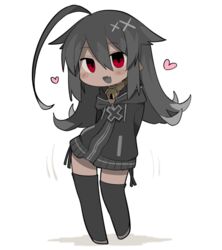  :d ahoge arms_behind_back bell blush_stickers collar commentary_request dark-skinned_female dark_skin drawstring female flipped_hair full_body grey_footwear grey_hair grey_hoodie grey_thighhighs hair_between_eyes hair_flaps heart hood hood_down hoodie huge_ahoge jingle_bell kisaragi_kaya long_hair long_sleeves metal_collar motion_lines neck_bell oerba_yun_fang open_mouth original panties pointy_ears red_eyes side-tie_panties side-tie_peek simple_background skin_fang smile solo standing standing_on_one_leg thighhighs underwear white_background yste zettai_ryouiki zipper_pull_tab 