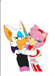  amy_rose anthro bat breasts clothed clothing colored duo eulipotyphlan female female/female fur gloves handwear hedgehog hi_res imminent_kiss kissing looking_at_viewer mammal membrane_(anatomy) membranous_wings rouge_the_bat sega sonic_the_hedgehog_(series) superbunnygt wings 