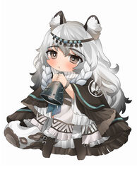  absurdres animal_ear_fluff animal_ears arknights bell black_cape black_footwear blush boots brown_eyes cape chibi commentary_request dress female fringe_trim full_body fur-trimmed_boots fur_trim grey_background grey_thighhighs hair_between_eyes highres holding holding_bell leopard_ears leopard_girl leopard_tail parted_lips pramanix_(arknights) simple_background snow_leopard_ears snow_leopard_girl snow_leopard_tail solo standing tail takumi_mizuki thick_eyebrows thighhighs thighhighs_under_boots turtleneck white_dress 