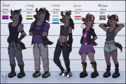  3:2 adolescent anthro aromantic_pride_colors bisexual_pride_colors black_border border cheezi_(the_lion_guard) chungu darkmaro_(artist) disney felid female group hetero_pride_colors hi_res hyena janja_(the_lion_guard) jasiri_(the_lion_guard) lgbt_pride madoa_(the_lion_guard) male mammal mastectomy_scar model_sheet pansexual_pride_colors pantherine pride_colors rainbow_pride_colors scar spotted_hyena straight_ally_colors teeth the_lion_guard the_lion_king trans_(lore) trans_man_(lore) transgender_pride_colors vincian_pride_colors young 