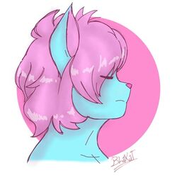  1:1 2020 bat blue_body closed_eyes cozymun crazy_guy_(artist) digital_media_(artwork) femboy hair mammal pink_hair simple_background solo terry_bat 