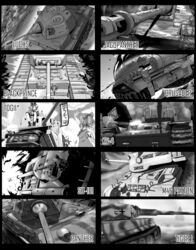  3girls anchor breasts caterpillar_tracks churchill_(tank) cirno commentary_request crusader_(tank) flag fujiwara_no_mokou greyscale gun jagdpanther kantai_collection kongou_(kancolle) kv-4 laughing long_hair m46_patton machine_gun military military_vehicle monochrome motor_vehicle multiple_girls open_mouth panther_(tank) panzer_ii sdkfz_123_luchs short_hair su-101 tank tiger_i tog_ii touhou waving weapon world_of_tanks yaruku 