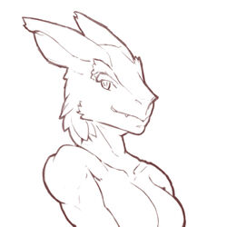  1:1 anthro breasts female lushvale muscular muscular_anthro muscular_female sergal solo 