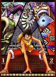  buggy calendar feet ivankov jinbei male monkey_d_luffy mr._2_bon_clay one_piece sir_crocodile 