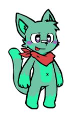  anthro bandana blush domestic_cat felid feline felis fur green_body hair heart_eyes heart_symbol kerchief low_res male mammal milo_cat_(battlesquadchamp) navel oob scarf screencap simple_background smile solo standing thumbnail tongue tongue_out toony white_background 