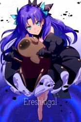  bare_shoulders black_dress black_gloves character_name dress dumuzid_(fate) echo_(circa) elbow_gloves ereshkigal_(fate) fate/grand_order fate_(series) female gloves green_eyes hair_ornament long_hair looking_at_viewer one_eye_closed parted_bangs purple_hair sheep smile space_ereshkigal_(fate) space_ereshkigal_(second_ascension)_(fate) 