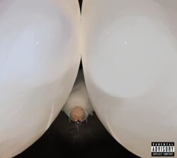  album_cover american_opossum anthro balloon bodily_fluids bottomless_pit_(death_grips) cover death_grips face_focus fangs fur fuzzy_opossum hi_res hidden_eyes honeybunnie inflatable male mammal marsupial neck_tuft parental_advisory_sticker piercing saliva simple_background solo teeth tongue tongue_out tongue_piercing tuft virginia_opossum white_background white_body white_fur 