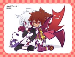  2boys bad_id bad_pixiv_id crimson_slushie crossover disgaea highres klug_(puyopuyo) makai_senki_disgaea_3 male_focus mao_(disgaea) multiple_boys puyopuyo puyopuyo_fever strange_klug 