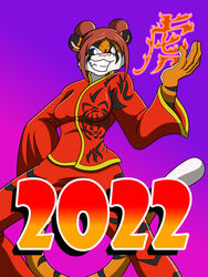  2022 3:4 anthro asian_clothing blaze_the_tiger blue_eyes breasts brown_hair chinese_clothing clothing east_asian_clothing elemental_manipulation felid female fire fire_manipulation fur gradient_background hair hi_res mammal orange_body orange_fur pantherine pink_nose simple_background solo strays_of_siravia thelordoflemonz tiger 